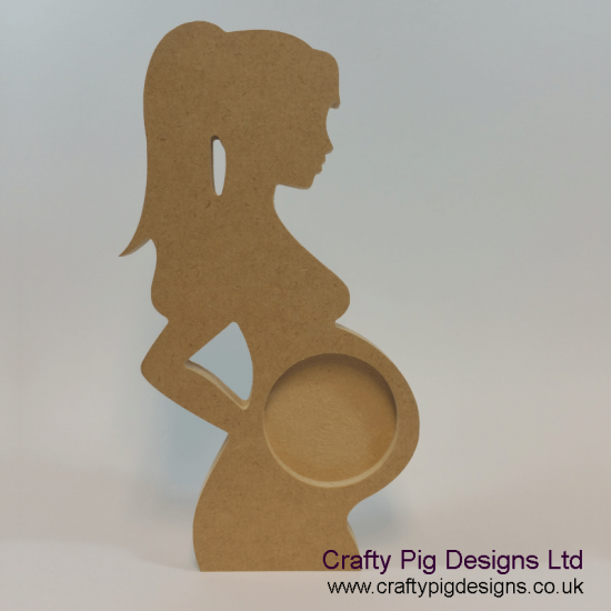 18mm  Bump Scan With Circular Picture Cut Out (With Ponytail) 18mm MDF Craft Shapes