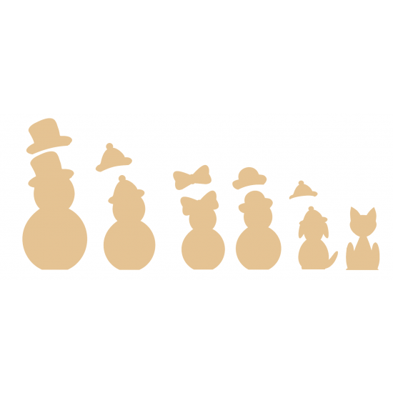 18mm Individual Snowmen Shape with separate hats 18mm MDF Christmas