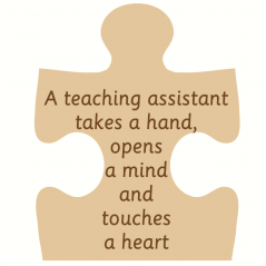 18mm Engraved Jigsaw - A Teacher/Teaching Assistant/Mentor Touches a Hand... Teachers