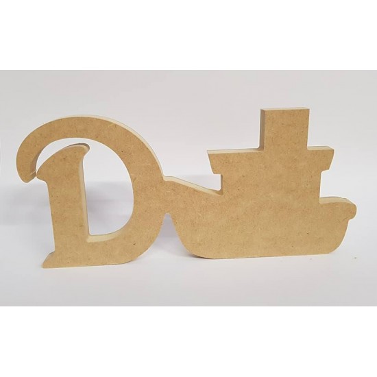 18mm Freestanding Boat and Letter 18mm MDF Craft Shapes