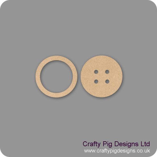 18mm MDF Button (2 parts) with 3mm top 18mm MDF Craft Shapes