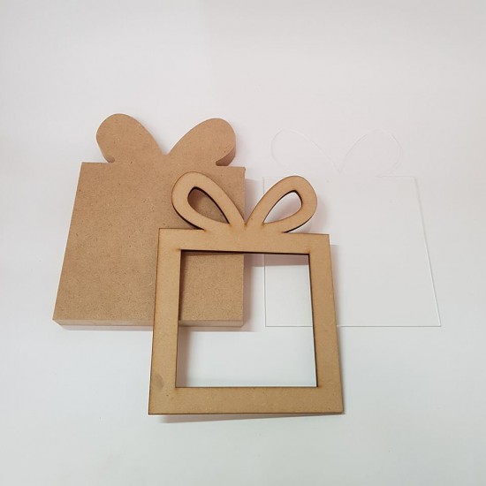 Freestanding Bordered Perspex gift Box Shape Frame Christmas Shapes