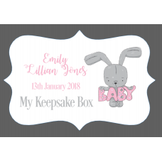 3mm Acrylic Box Topper / Plaque Pink Bunny Design Personalised and Bespoke