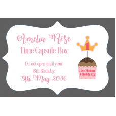 3mm Acrylic Box Topper / Plaque Pink Time Capsule Design Personalised and Bespoke