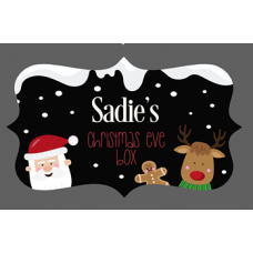 3mm Acrylic Box Topper- Santa and Rudolph Black background Personalised and Bespoke