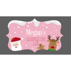 3mm Acrylic Box Topper / Santa and Rudolph on Bright Pink Background Personalised and Bespoke