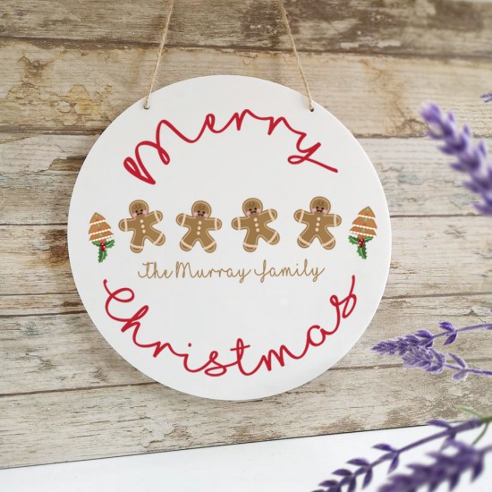 Personalised Printed White Circle - Gingerbread Family Personalised and Bespoke