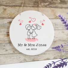 Personalised Printed White Circle - Wedding Couple Personalised and Bespoke