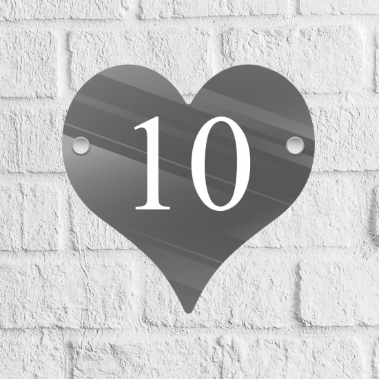 Heart Acrylic Door Number Blank with stand offs House Number Blanks