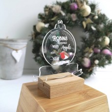 Printed Acrylic When Robins Appear clear Bauble Christmas Baubles