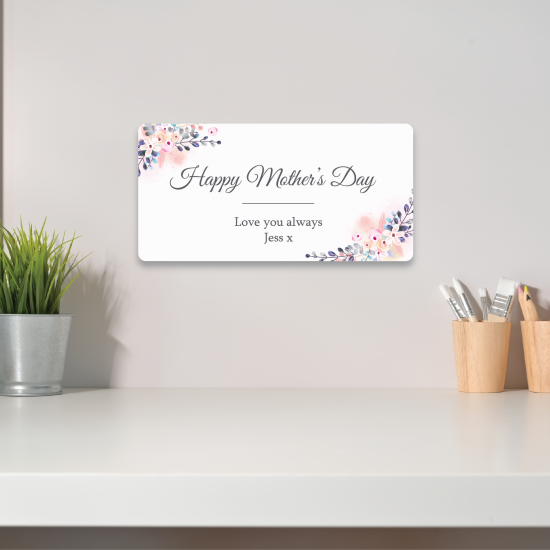 Personalised Printed Rectangle - Happy Mother's Day (blues and pinks) Personalised and Bespoke