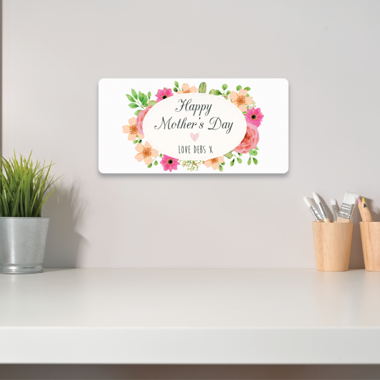 Personalised Printed Rectangle - Happy Mother's Day  (Pink and Peach Floral) Personalised and Bespoke