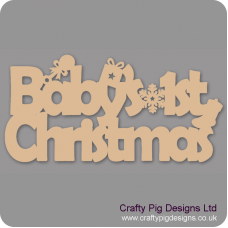 3mm MDF Baby's 1st Christmas with rattle stocking and present Christmas Quotes & Signs