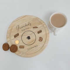 Printed Round Wooden Tea and Biscuits Tray - Biscuits Design Fathers Day