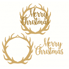 Layered Merry Christmas Antler Plaque Christmas Quotes & Signs