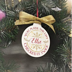 Printed Nice List Bauble (No Name) Christmas Baubles