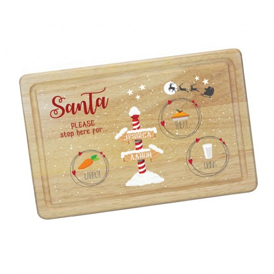Printed Rectangular Treat Board - Santa Stop Here Printed Christmas Eve Treat Boards