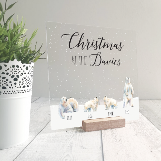 Printed IKEA Ribba or Sannahed Replacement Front Acrylic Christmas Scene - Polar Bears Personalised and Bespoke
