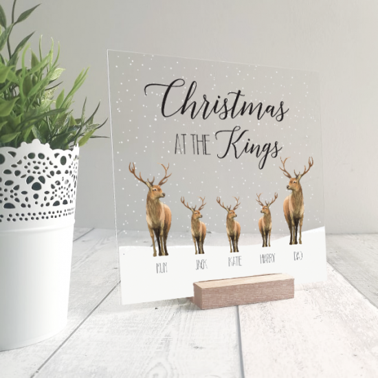 Printed IKEA Ribba or Sannahed Replacement Front Acrylic Christmas Scene - Stags Personalised and Bespoke