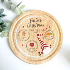 Printed Round Treat Board - Gnome Design Printed Christmas Eve Treat Boards