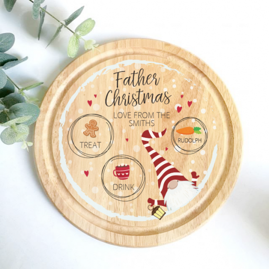 Printed Round Treat Board - Gnome Design Printed Christmas Eve Treat Boards
