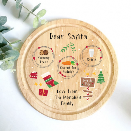 Printed Round Treat Board - Scandi Design Printed Christmas Eve Treat Boards