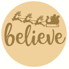 3mm mdf Layered Circle with Believe with Santa and Reindeer Sleigh Christmas Crafting
