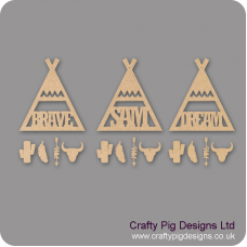 3mm mdf Wigwam - Teepee Dream Catcher with Shapes Personalised and Bespoke