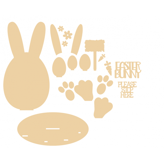 3mm mdf Easter Bunny Egg on Stand with Layering Kit Easter
