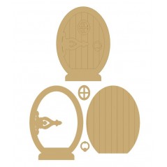 3mm MDF Fairy Door with large hinge, window and handle (4 pieces)(150mm) Fairy Doors and Fairy Shapes