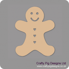 3mm MDF Gingerbread Man (heart buttons) (Pack of 5) Christmas Shapes