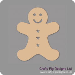 3mm MDF Gingerbread Man (star buttons)  (Pack of 5) Christmas Shapes