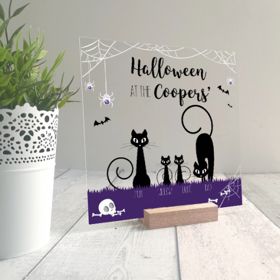 Printed IKEA Ribba or Sannahed Replacement Front Acrylic - Black Cats Design Halloween