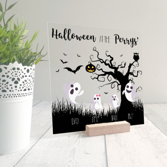 Printed IKEA Ribba or Sannahed Replacement Front Acrylic - Tree and Ghosts Design Halloween
