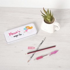 Personalised Printed White Pencil Tin - Fairy Personalised and Bespoke