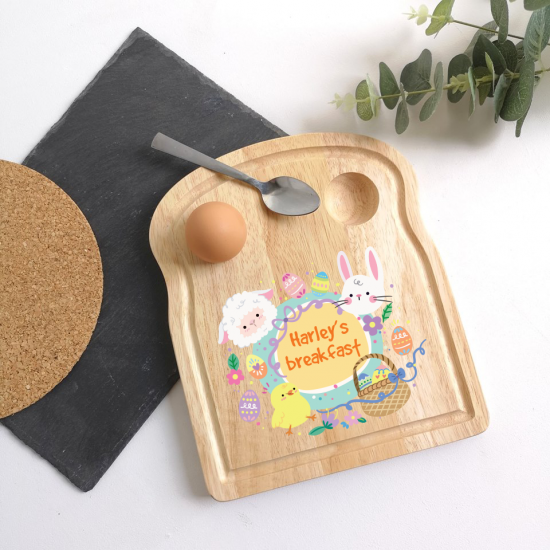 Printed Breakfast Board - Easter Chick and Bunny Personalised and Bespoke