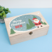 Personalised Rectangular Printed Christmas Eve Box - Happy Santa Blue Personalised and Bespoke