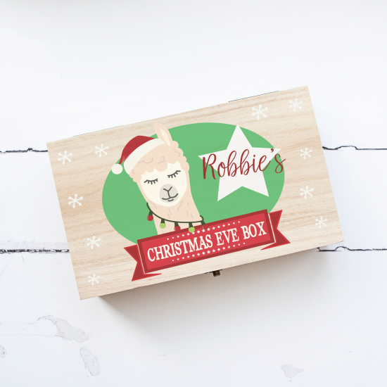 Personalised Rectangular Printed Christmas Eve Box - Llama Boy Personalised and Bespoke