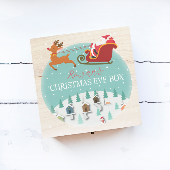 Personalised Square Printed Box Design - Sleigh Blue Personalised and Bespoke