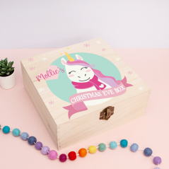 Personalised Square Printed Christmas Eve Box Design - Unicorn Personalised and Bespoke