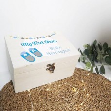 Personalised Printed Wooden Box - Boys First Shoes  Personalised and Bespoke