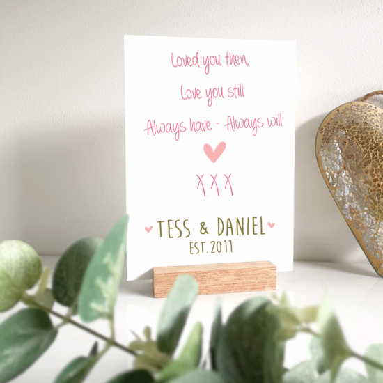 Personalised Printed A5 Acrylic Plaque - Love You Personalised and Bespoke