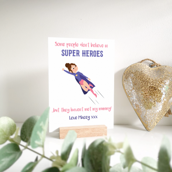 Personalised Printed A5 Acrylic Plaque - Superhero Mother's Day