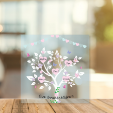 Printed Acrylic Family Tree - Our Grandchildren with Heart Bunting Personalised and Bespoke