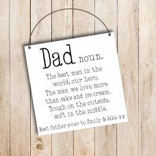 3mm Printed Square Plaque - Dad - Noun  Personalised and Bespoke