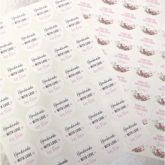 Printed Vinyl Sticker Sheets - Handmade With Love - Matt PRINTED VINYL DESIGNS