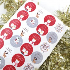 Printed Vinyl Christmas Stickers - Mixed Circles Sheet Christmas Crafting