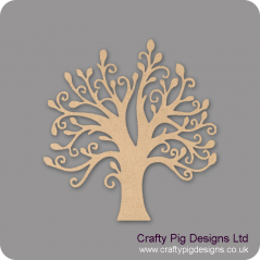 3mm MDF Swirly Tree with Leaves Trees Freestanding, Flat & Kits
