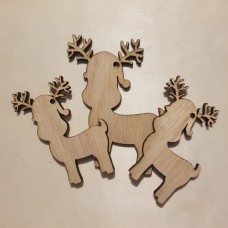 3mm MDF or OAK Cute Reindeer (Pack of 5) Christmas Shapes