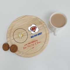 Printed Round Wooden Tea and Biscuits Tray - Super Hero Fathers Day